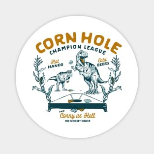 Cornhole Champion League: Funny T-Rex & Beer Art Magnet